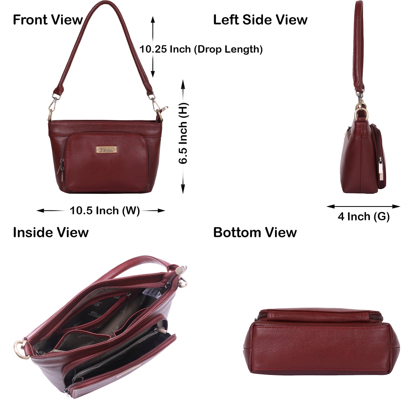 Cherry Red Genuine Leather Shoulder handbag Wholesale for Women - Tote with Front Pocket