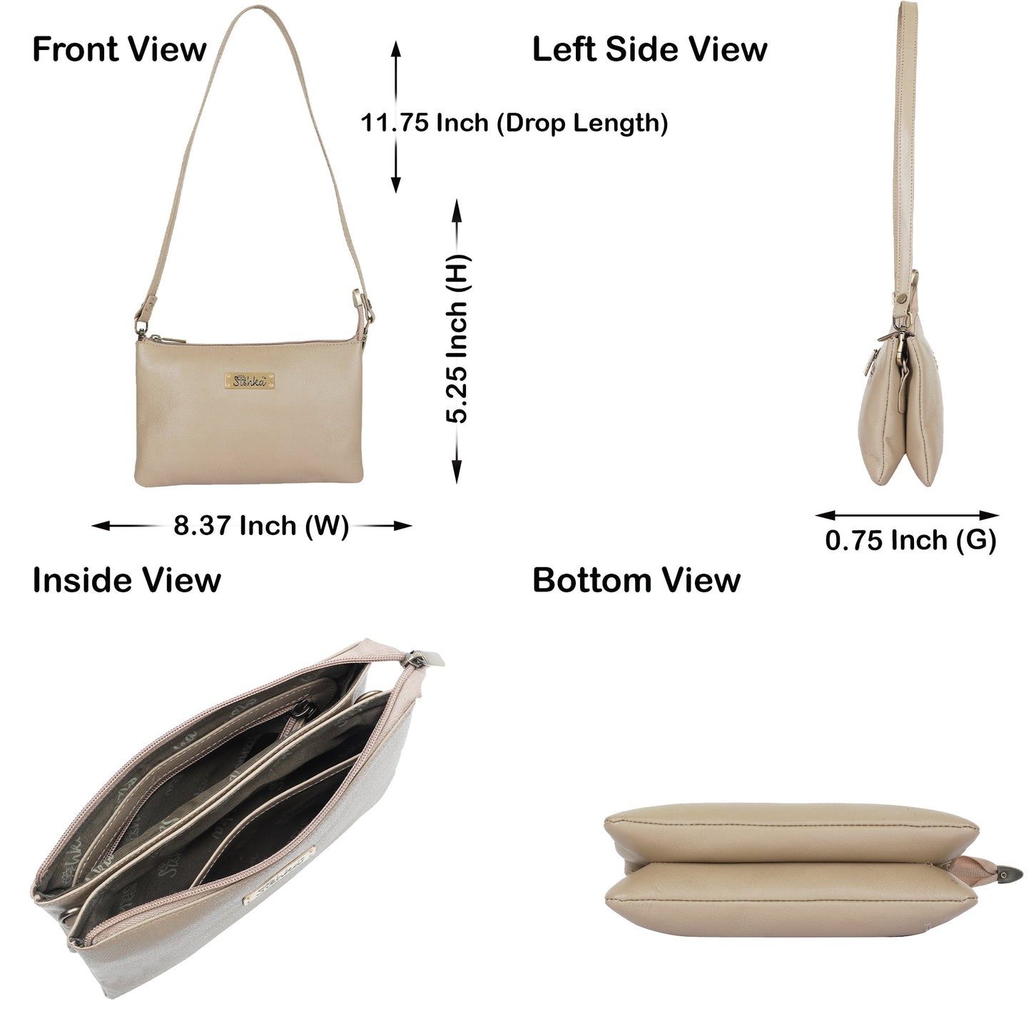 Genuine Leather Crossbody Organizer Bag for Women – Stylish Shoulder Handbag