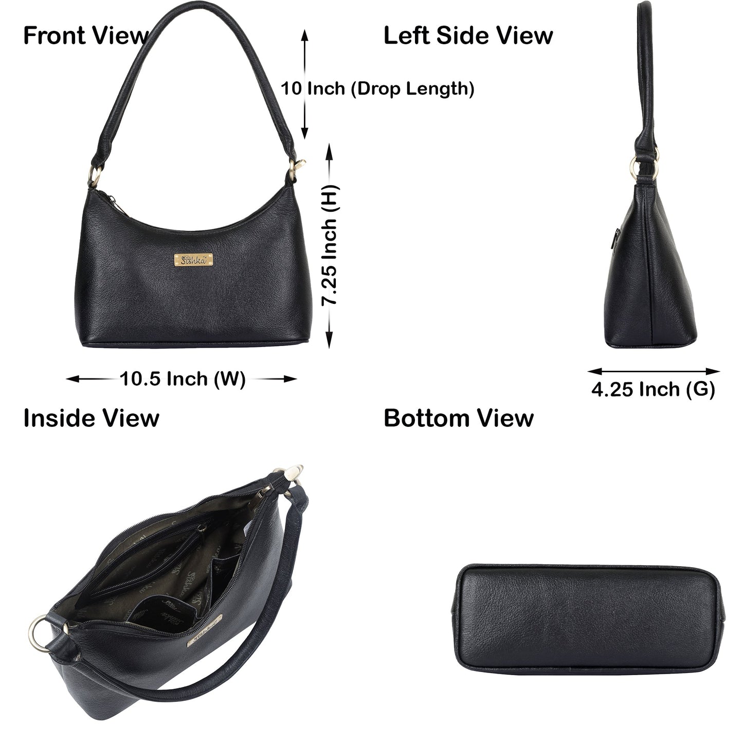Black Genuine Leather Hobo Shoulder Handbags Wholesale for Women  – Everyday Use