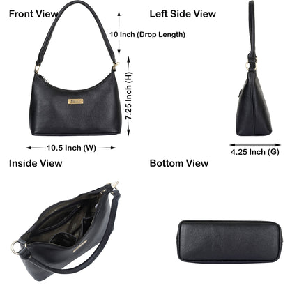 Black Genuine Leather Hobo Shoulder Handbags Wholesale for Women  – Everyday Use