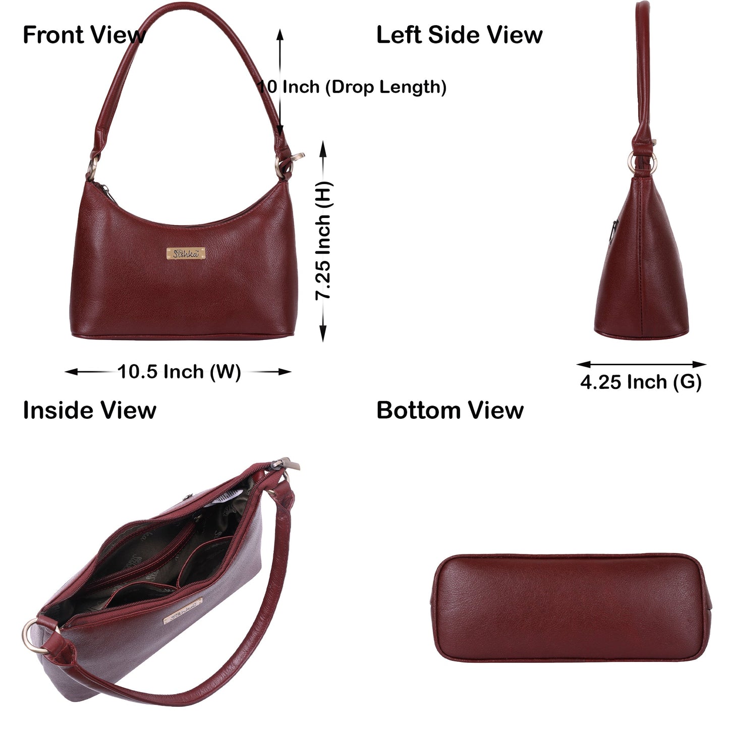 Cherry Red Genuine Leather Hobo Shoulder Handbags Wholesale for Women  – Everyday Use