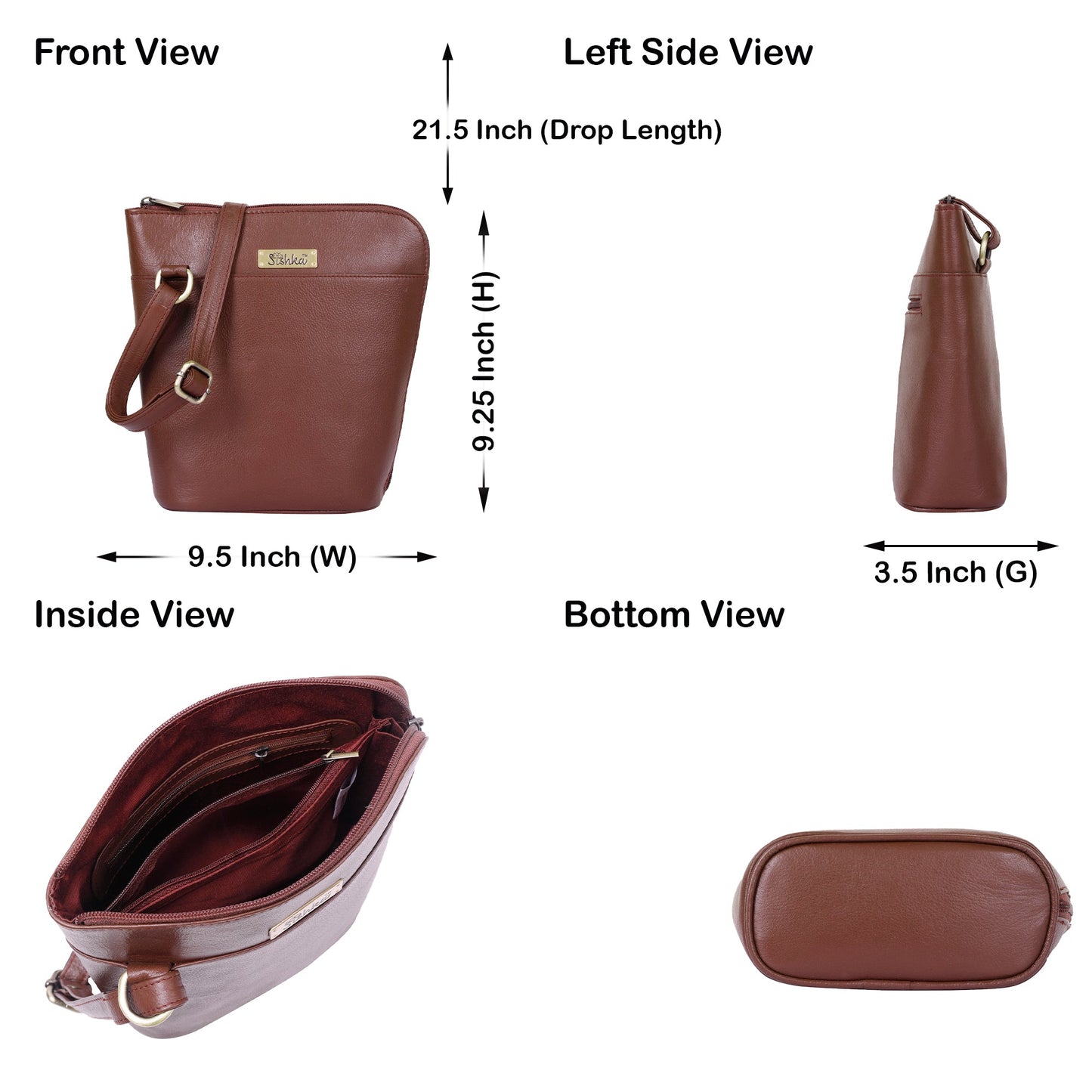 Brown Genuine Leather Crossbody Purse for Women – Elegant Shoulder Organizer Bag