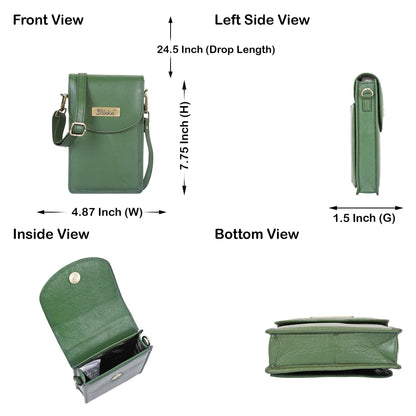 Olive Genuine Leather Mobile Crossbody Bag Wholesale for Women – Phone Purse