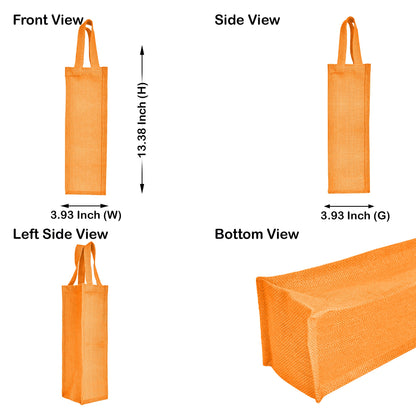 Reusable Jute Wine Gift Bags for Weddings, Parties, and Celebrations - Deep Red, Pink, Green & Orange Shades (Packs  of 6)