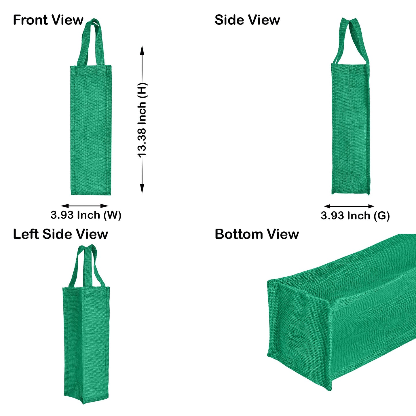 Reusable Jute Wine Gift Bags for Weddings, Parties, and Celebrations - Deep Red, Pink, Green & Orange Shades (Packs  of 6)