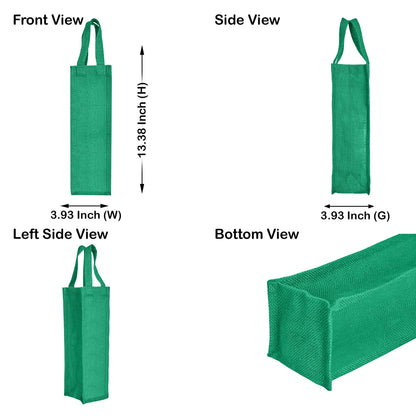 Reusable Jute Wine Gift Bags for Weddings, Parties, and Celebrations - Deep Red, Pink, Green & Orange Shades (Packs  of 6)