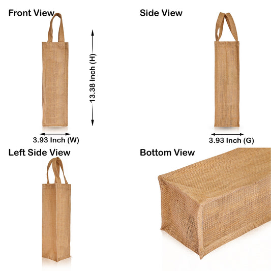 Natural Burlap Jute Wine Gift Bags– Reusable Bottle Totes, Ideal for Parties, Weddings, Christmas & Gift Packaging (Packs of 12 )