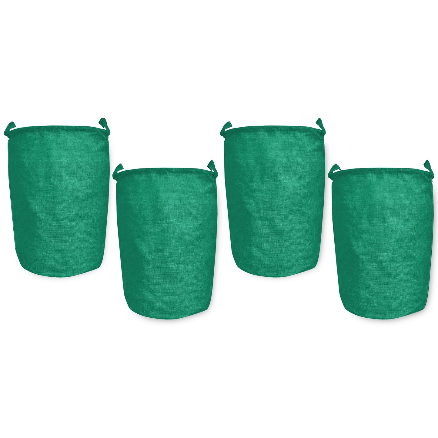 Jute Storage Bags –Laundry Baskets with Handles, Storage Baskets for Living Room, Bedroom, Nursery & Home Organization (Set of 4)