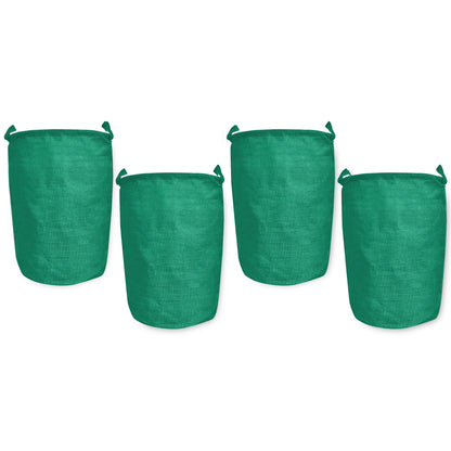 Jute Storage Bags –Laundry Baskets with Handles, Storage Baskets for Living Room, Bedroom, Nursery & Home Organization (Set of 4)