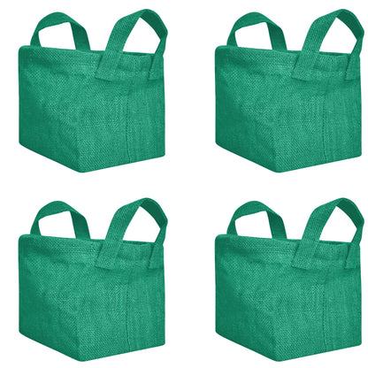 Jute Storage Baskets – Rectangular Organizer Bins with Handles for Living Room, Bedroom – Ideal for Storing Toys, Books, and Small Items (Packs of 4)