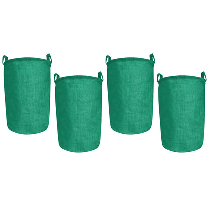 Jute Storage Bags – Laundry Storage Basket with Handles for Living Room, Bedroom – Clothes & Household Storage (Packs of 4)