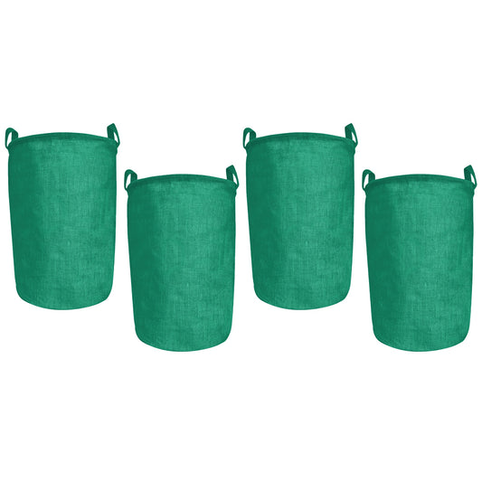 Jute Storage Bags – Laundry Storage Basket with Handles for Living Room, Bedroom – Clothes & Household Storage (Packs of 4)