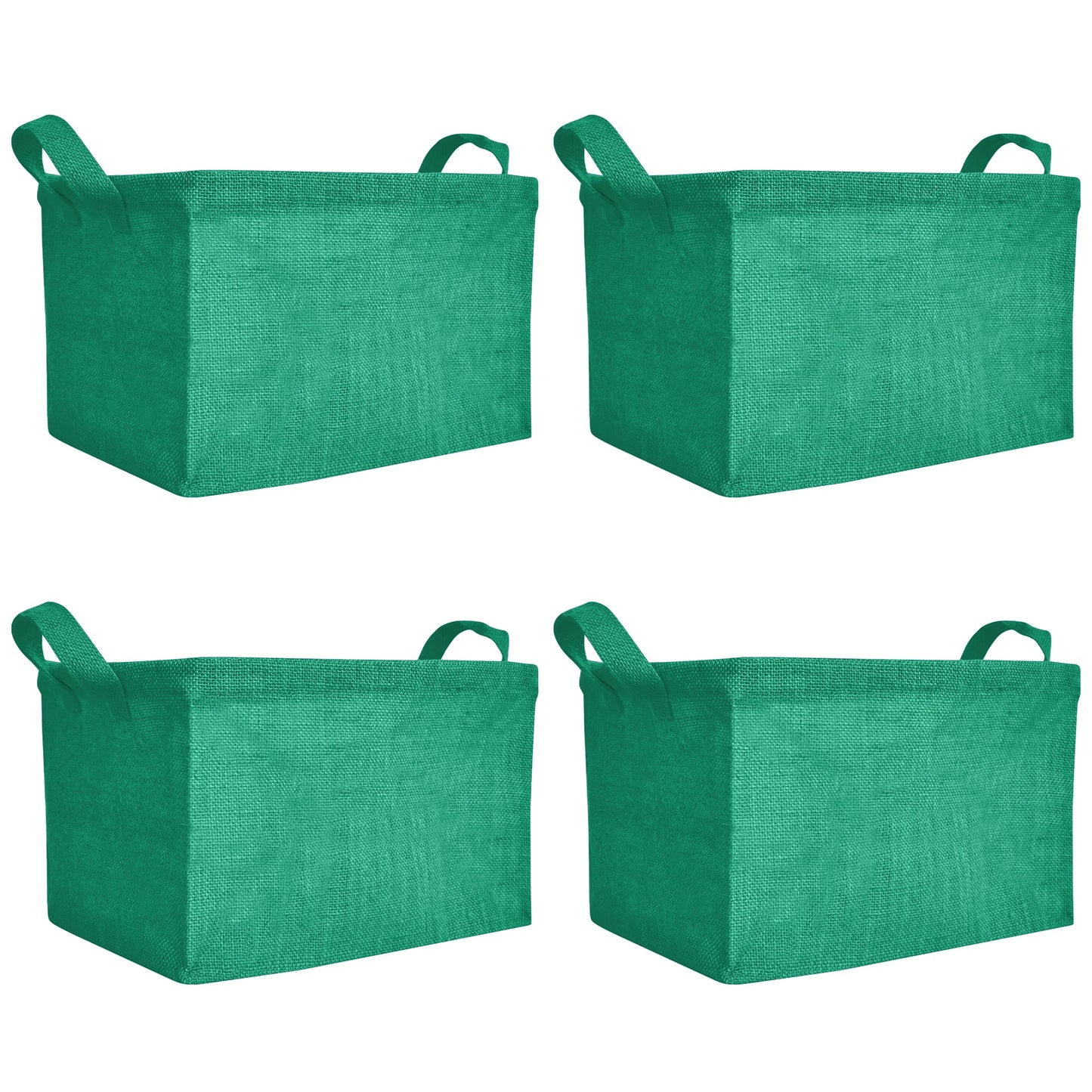 Coloured Collapsible Jute Baskets – Laundry Basket  Storage with Handles for Living Room, Bedroom – Small Clothes & Toys (Set of 4)