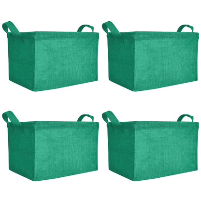 Coloured Collapsible Jute Baskets – Laundry Basket  Storage with Handles for Living Room, Bedroom – Small Clothes & Toys (Set of 4)