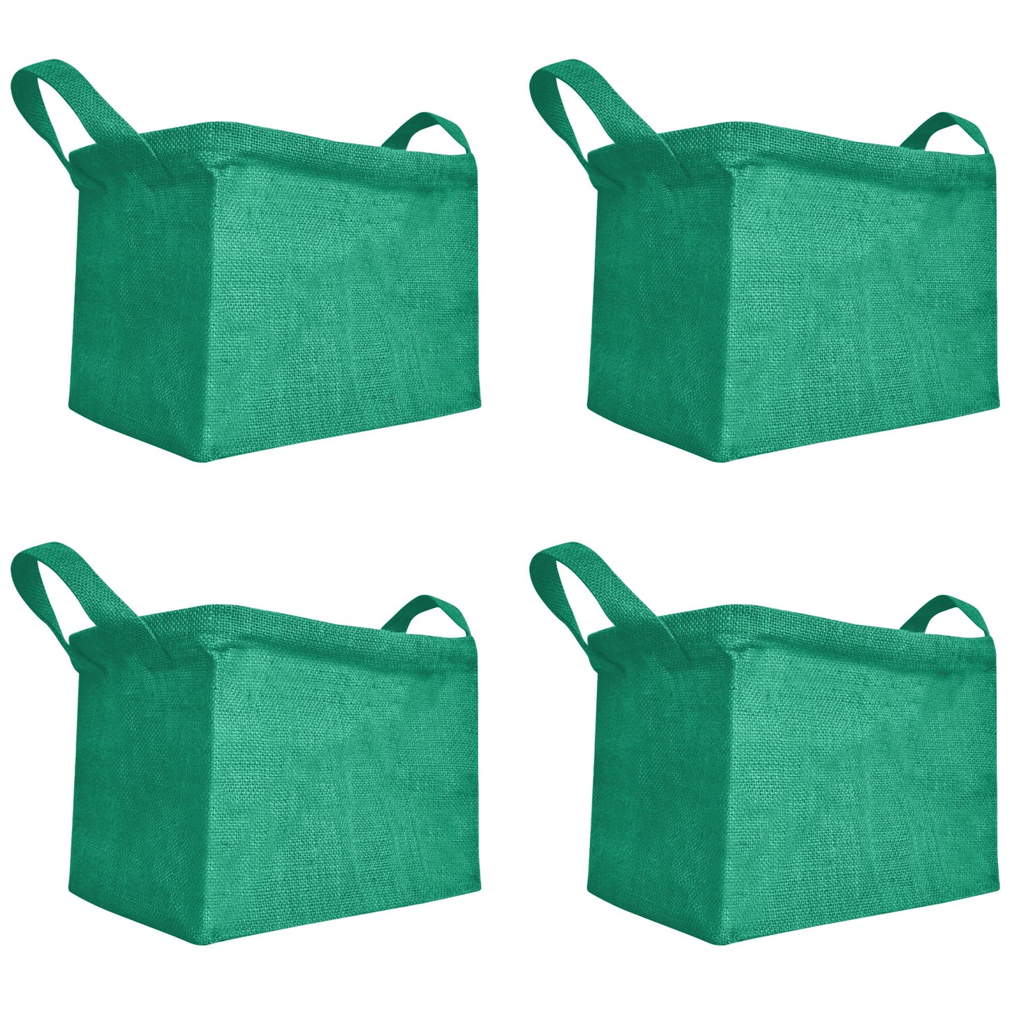 Coloured Jute Organizer Baskets – Storage Basket with Handles for Living Room, Bedroom – Rectangular Bins for Toys, Books & Small Items (Packs of 4)
