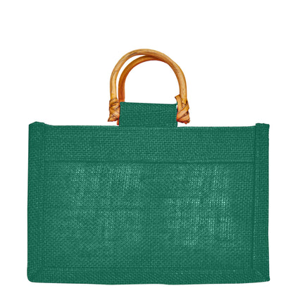 Coloured Jute Gift Bags with Cane Handles – Burlap Pouches for Weddings, Bridesmaid Gifts, Parties (7 Pcs)