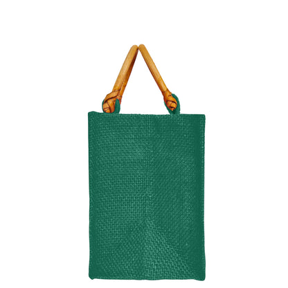 Coloured Jute Gift Bags with Cane Handles – Burlap Pouches for Weddings, Bridesmaid Gifts, Parties (7 Pcs)