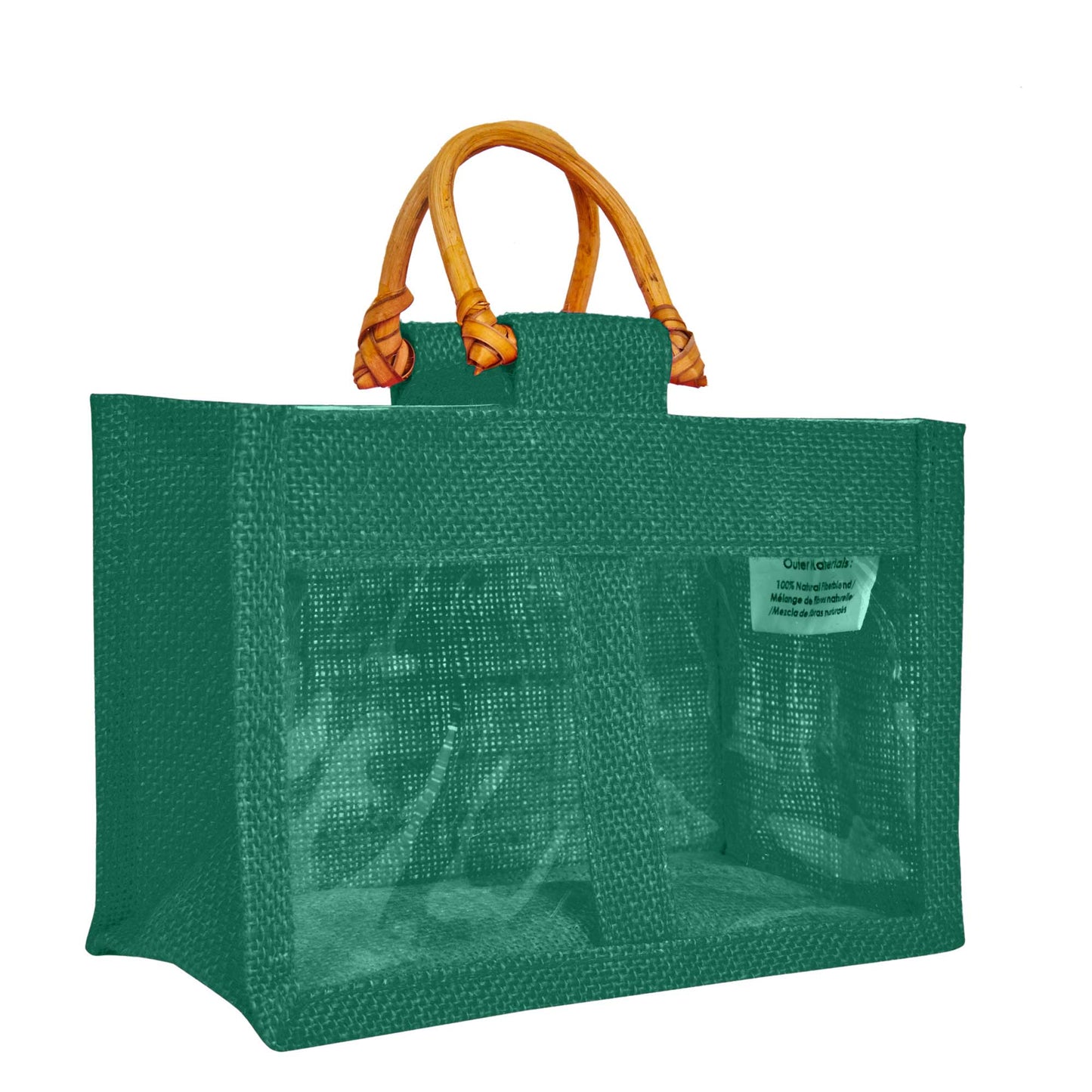 Coloured Jute Gift Bags with Cane Handles – Burlap Pouches for Weddings, Bridesmaid Gifts, Parties (7 Pcs)