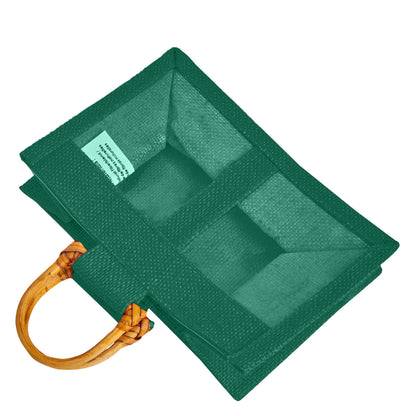 Coloured Jute Gift Bags with Cane Handles – Burlap Pouches for Weddings, Bridesmaid Gifts, Parties (7 Pcs)