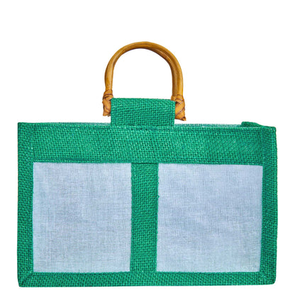 Coloured Jute Gift Bags with Organza Panels –Pouches for Weddings, Birthdays, Christmas, New Year (7 Pcs)