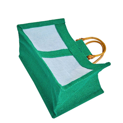 Coloured Jute Gift Bags with Organza Panels –Pouches for Weddings, Birthdays, Christmas, New Year (7 Pcs)