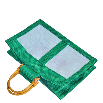 Coloured Jute Gift Bags with Organza Panels –Pouches for Weddings, Birthdays, Christmas, New Year (7 Pcs)