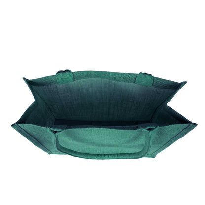 Jute Tote Bags – Shopping, Gifting, Weddings, Travel, Promotional–Deep Red, Pink, Green, Orange (Set of 4)