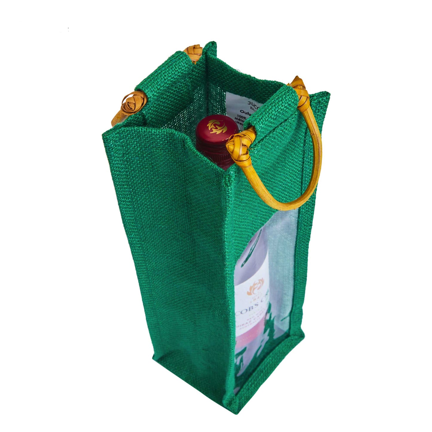 Wholesale Coloured Jute Wine Gift Bags with PVC Window – Reusable Single Bottle Carriers for Parties & Celebrations (Pack of 7)