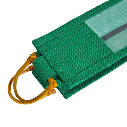 Wholesale Coloured Jute Wine Gift Bags with PVC Window – Reusable Single Bottle Carriers for Parties & Celebrations (Pack of 7)