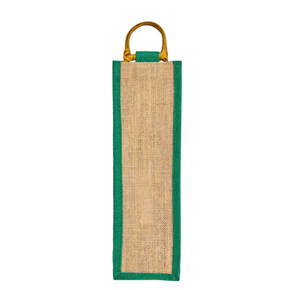 Jute Wine Gift Bags with Cane Handles –Coloured Single-Bottle Bag–  New Year, Weddings, Birthdays, Parties, Christmas & Special Occasion (Packs of 6)