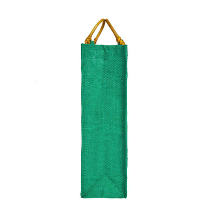 Jute Wine Gift Bags with Cane Handles –Coloured Single-Bottle Bag–  New Year, Weddings, Birthdays, Parties, Christmas & Special Occasion (Packs of 6)