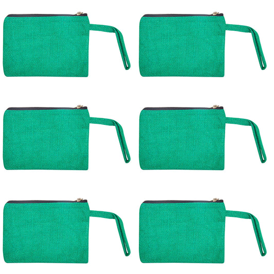 Jute Makeup Bags – Women’s Burlap Cosmetic & Coin Pouches, Ideal for Bridesmaid Gifts (Set of 6)