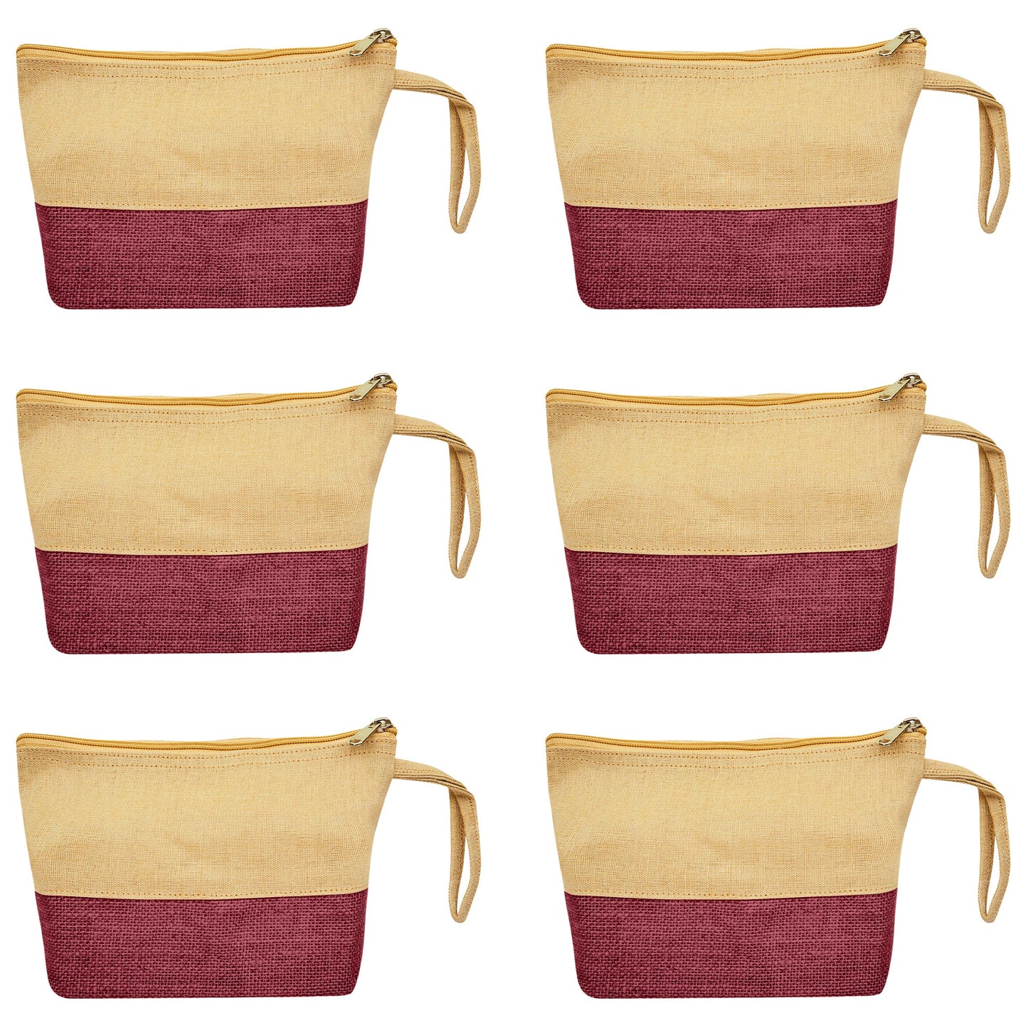 High Quality Stylish  Canvas Jute Cosmetic Pouches Pack of 6 for Women Wholesale Supply