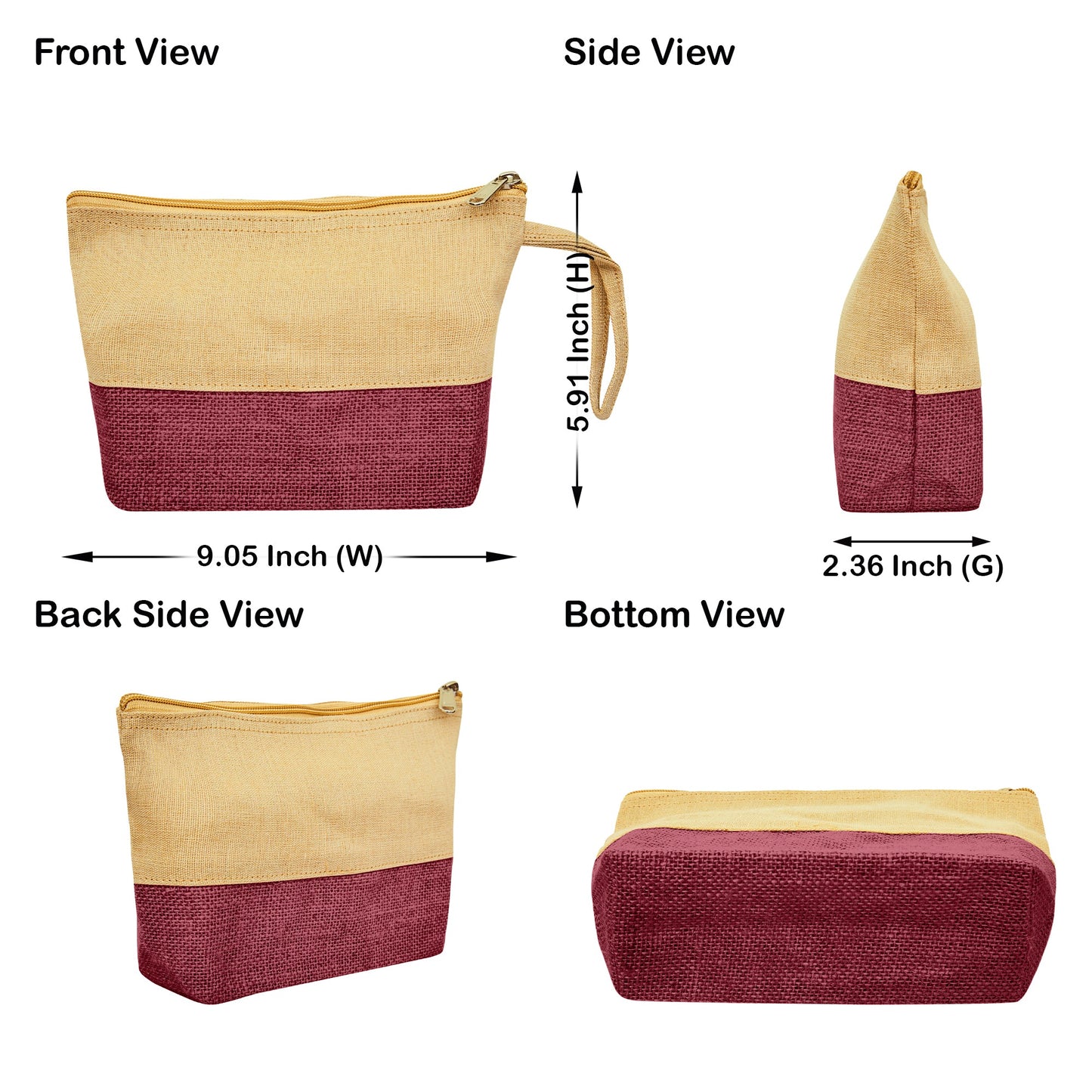 High Quality Stylish  Canvas Jute Cosmetic Pouches Pack of 6 for Women Wholesale Supply