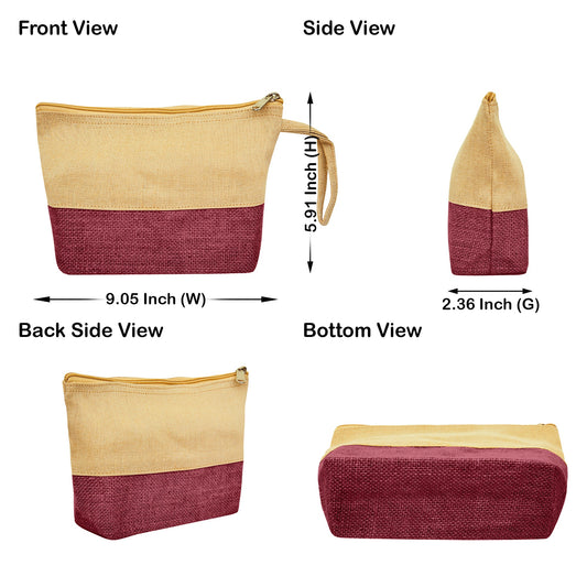 Canvas & Jute Cosmetic Pouches – Zippered Burlap Bags for Makeup, Toiletries & DIY Crafts (Packs of 6)