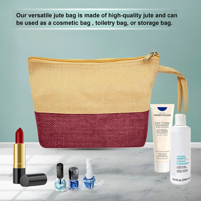 High Quality Stylish  Canvas Jute Cosmetic Pouches Pack of 6 for Women Wholesale Supply