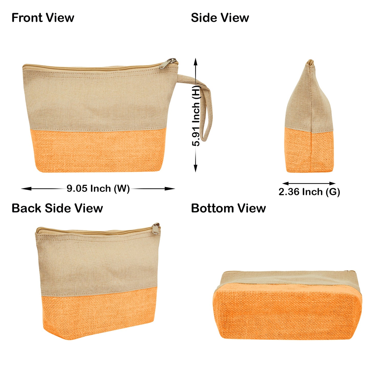 High Quality Stylish  Canvas Jute Cosmetic Pouches Pack of 6 for Women Wholesale Supply