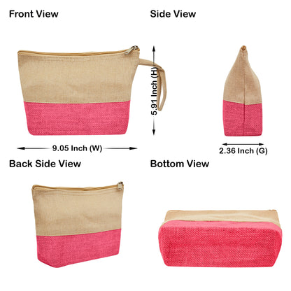 High Quality Stylish  Canvas Jute Cosmetic Pouches Pack of 6 for Women Wholesale Supply