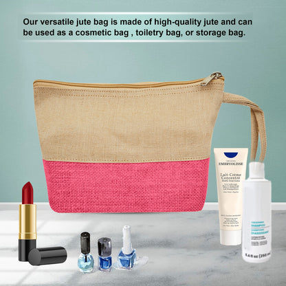 High Quality Stylish  Canvas Jute Cosmetic Pouches Pack of 6 for Women Wholesale Supply