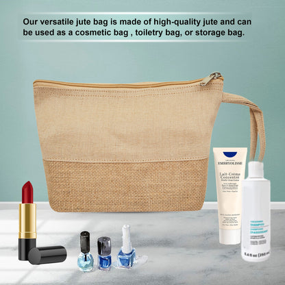 Multipurpose Eco  Burlap Wristlet Zipper Pouch for Women Wholesale Supply