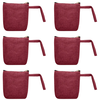 Jute Cosmetic Bags for Women – Burlap Makeup, Toiletry & Coin Pouches, Perfect for Travel or Gifting  (Packs of 6)