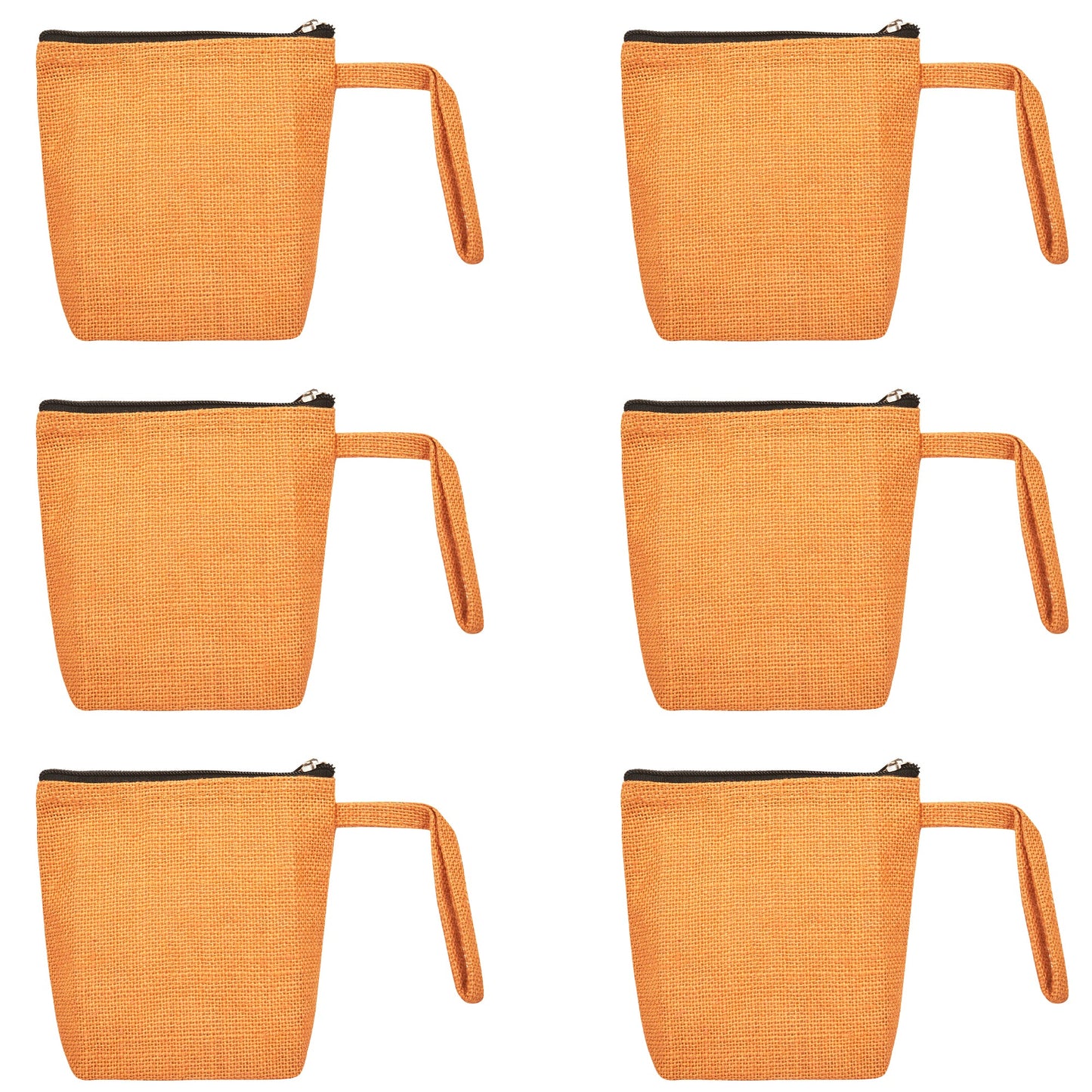 Jute Cosmetic Bags for Women – Burlap Makeup, Toiletry & Coin Pouches, Perfect for Travel or Gifting  (Packs of 6)