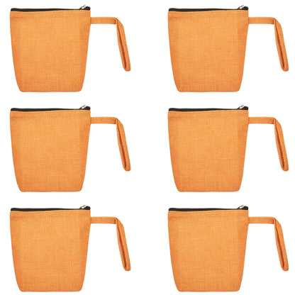 Jute Cosmetic Bags for Women – Burlap Makeup, Toiletry & Coin Pouches, Perfect for Travel or Gifting  (Packs of 6)