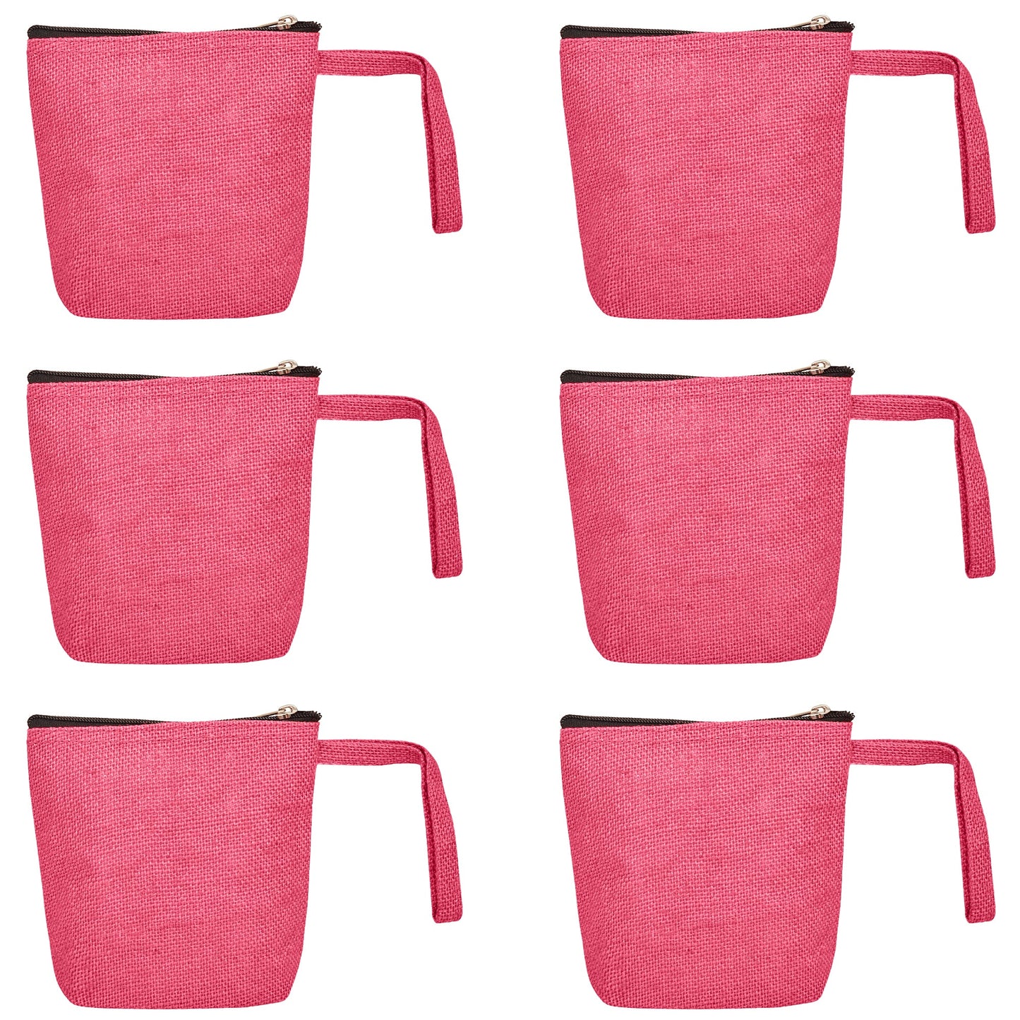 Jute Cosmetic Bags for Women – Burlap Makeup, Toiletry & Coin Pouches, Perfect for Travel or Gifting  (Packs of 6)