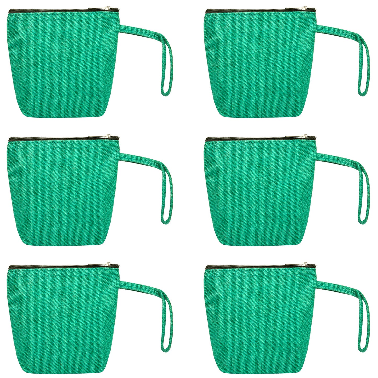 Jute Cosmetic Bags for Women – Burlap Makeup, Toiletry & Coin Pouches, Perfect for Travel or Gifting  (Packs of 6)