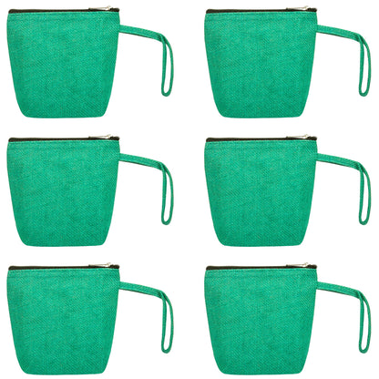 Jute Cosmetic Bags for Women – Burlap Makeup, Toiletry & Coin Pouches, Perfect for Travel or Gifting  (Packs of 6)