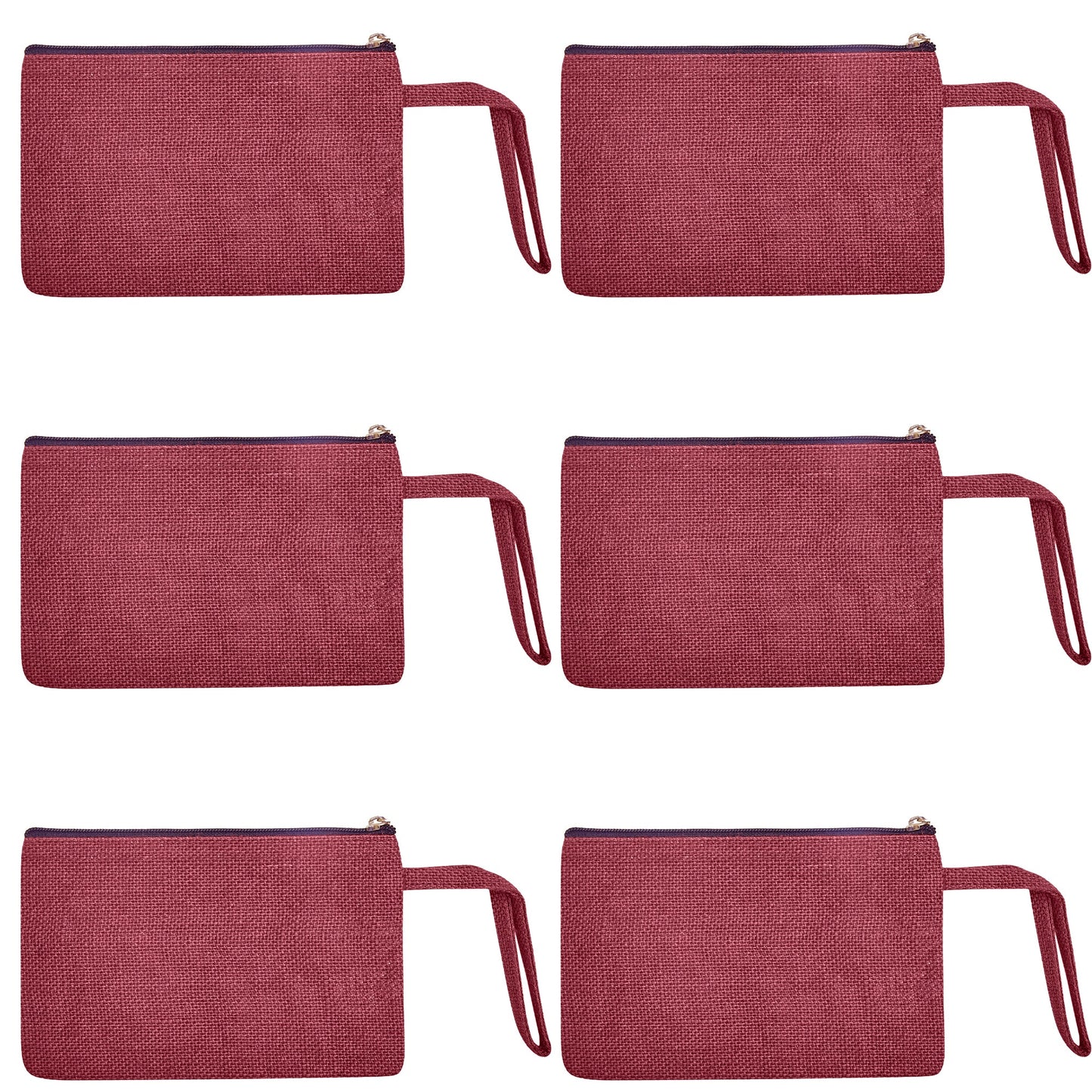 Colorful Burlap Cosmetic Bags – Zippered Pouches for Women & Men, Travel Toiletry & Essentials Organizer (Set of 6)