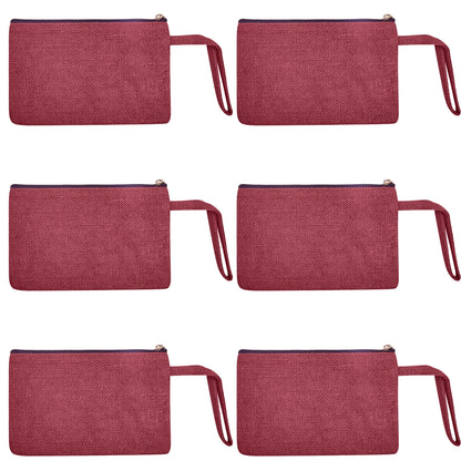 Colorful Burlap Cosmetic Bags – Zippered Pouches for Women & Men, Travel Toiletry & Essentials Organizer (Set of 6)