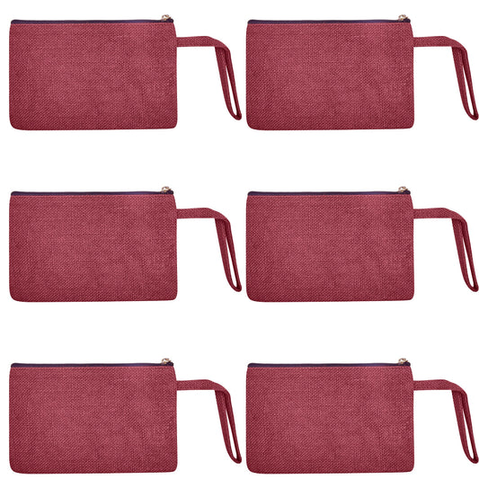 Colorful Burlap Cosmetic Bags – Zippered Pouches for Women & Men, Travel Toiletry & Essentials Organizer (Set of 6)