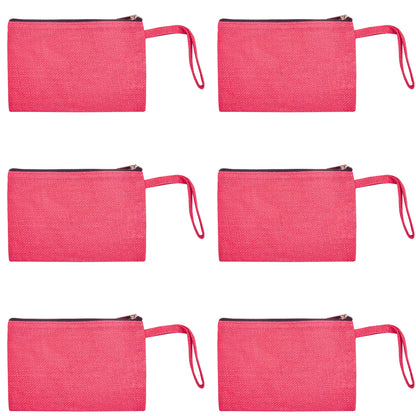 Colorful Burlap Cosmetic Bags – Zippered Pouches for Women & Men, Travel Toiletry & Essentials Organizer (Set of 6)